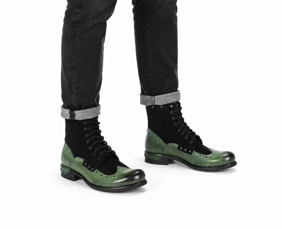 Green Men's Leather Boots Daniel - Image 5