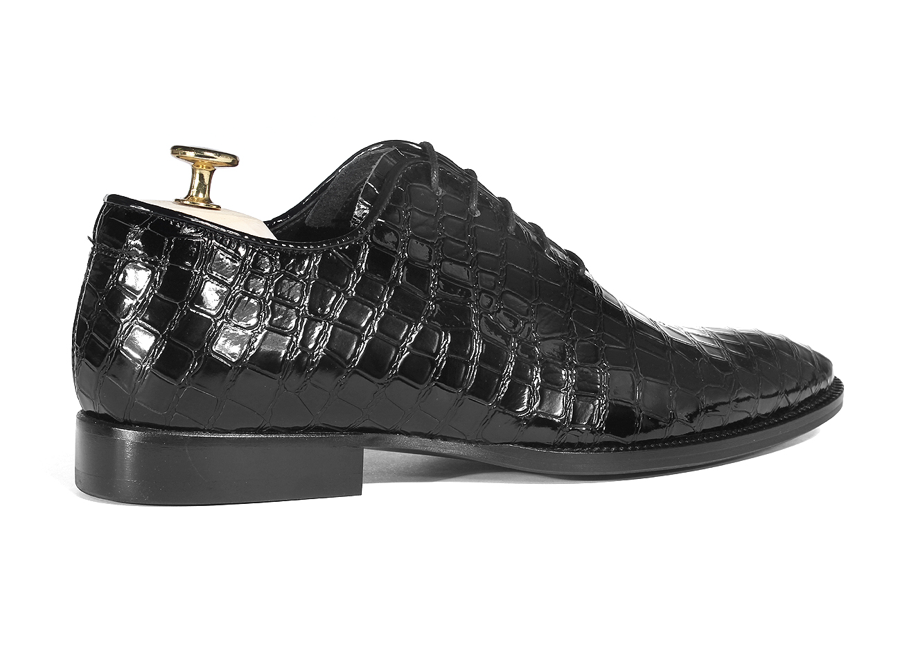 Oksfordy Męskie Skórzane Czarne Javier - obrazek 3