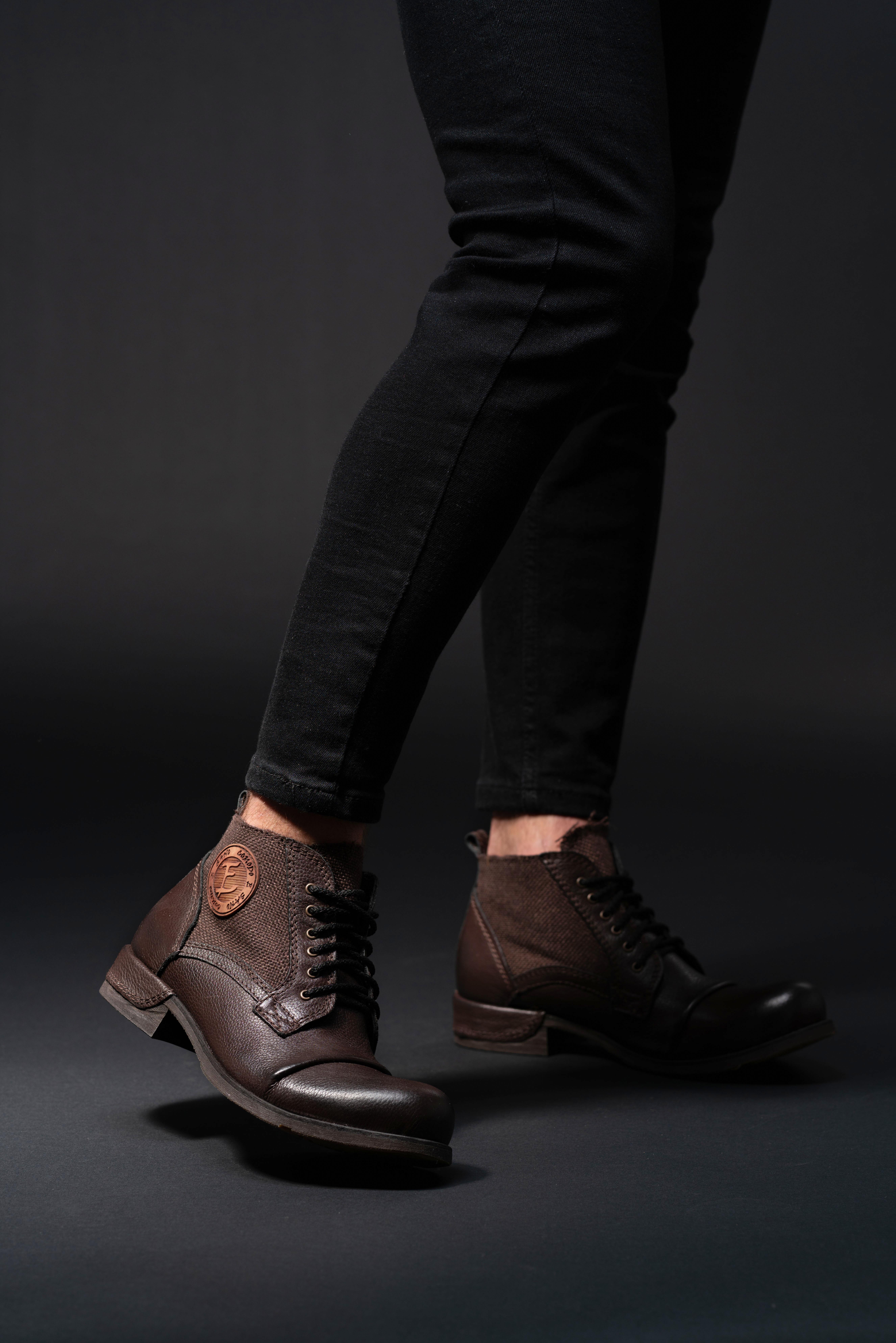 Botki Męskie Skórzane Brązowe Felix Wyprzedaż - obrazek 4