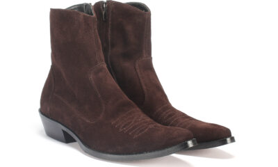 Kowbojki Męskie Skórzane Zamszowe Brązowe Howard