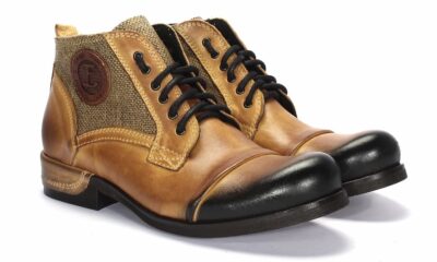 Botki Męskie Skórzane Żółte Malowane Felix