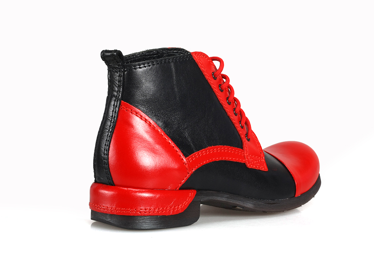 Botki Męskie Skórzane Czerwono-Czarne Felix - obrazek 3