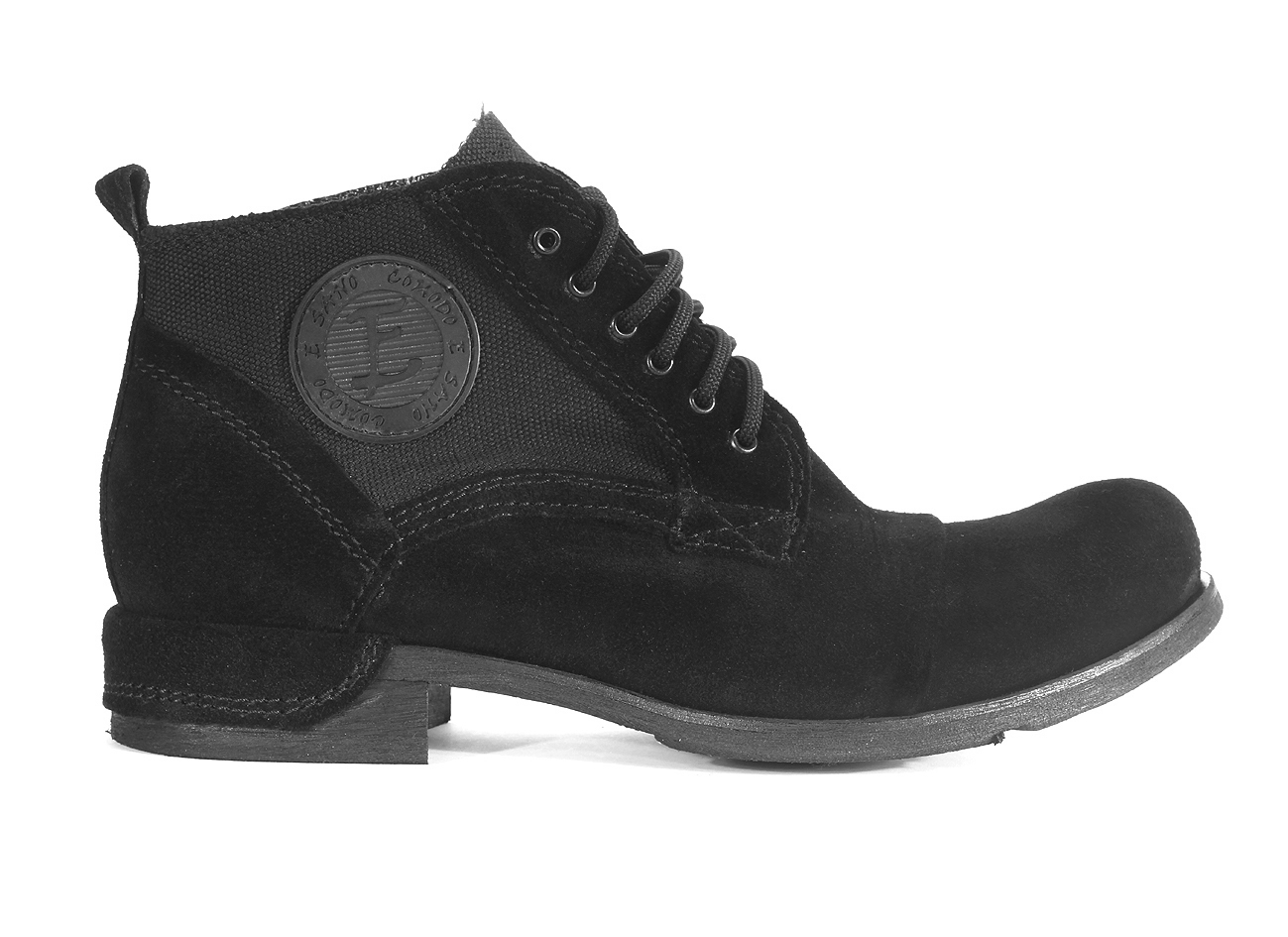 Botki Męskie Skórzane Zamszowe Czarne Felix - obrazek 2