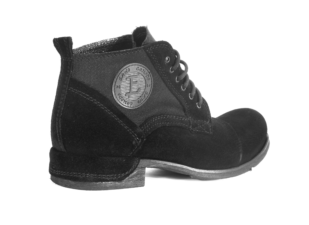 Botki Męskie Skórzane Zamszowe Czarne Felix - obrazek 3