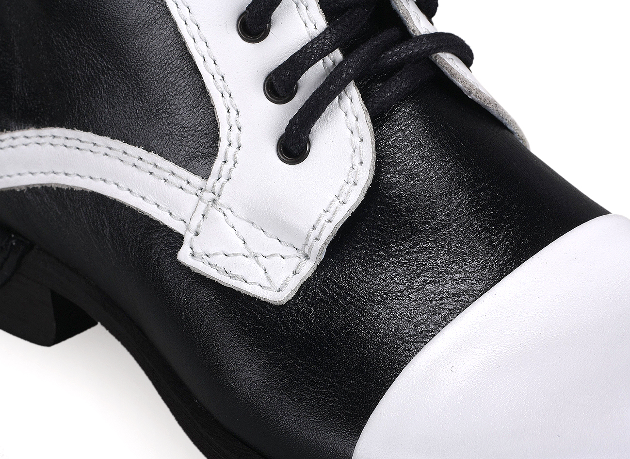 Botki Męskie Skórzane Biało-Czarne Felix - obrazek 5