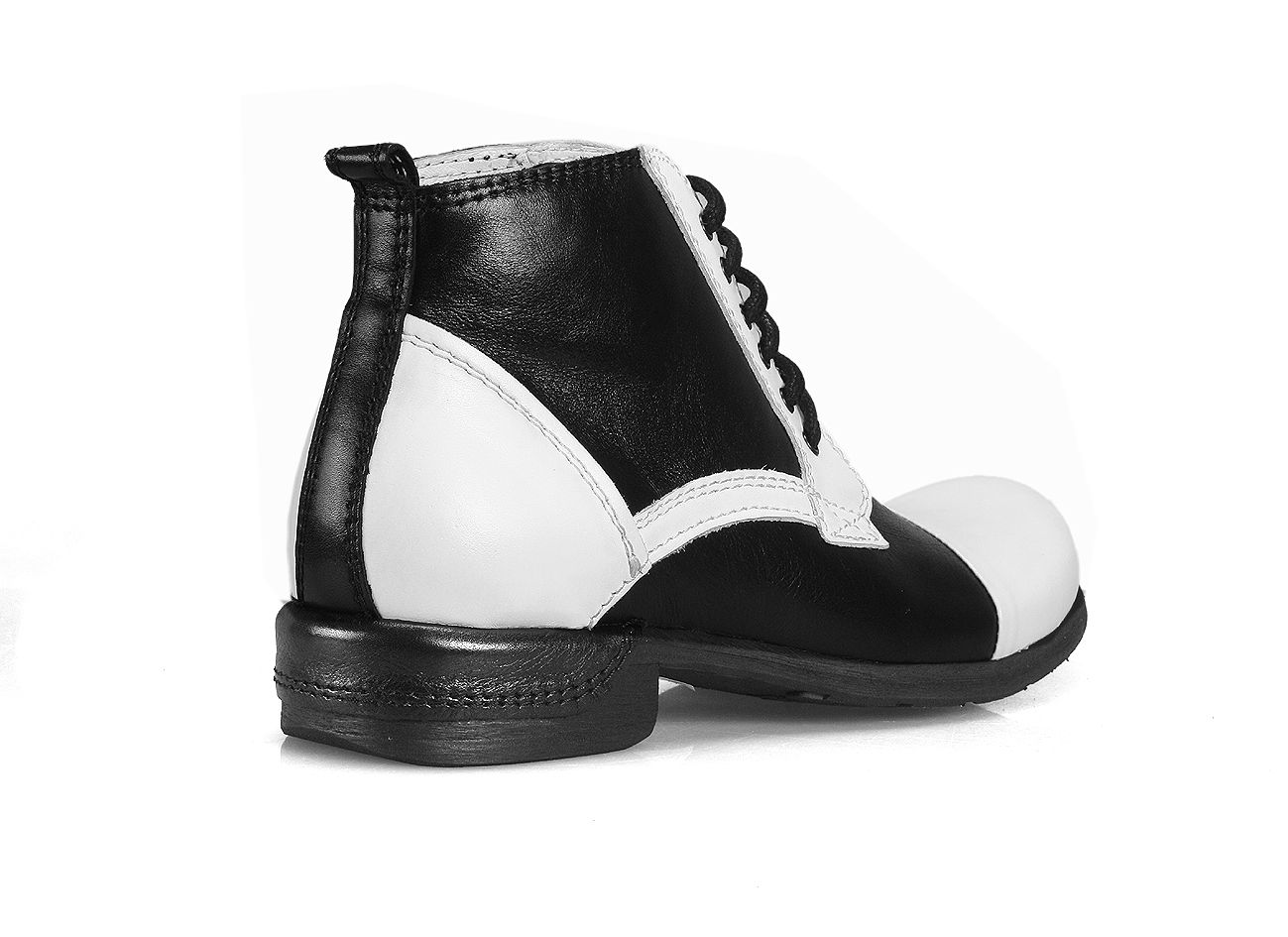 Botki Męskie Skórzane Biało-Czarne Felix - obrazek 3