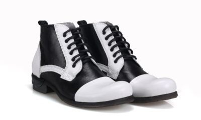 Botki Męskie Skórzane Biało-Czarne Felix