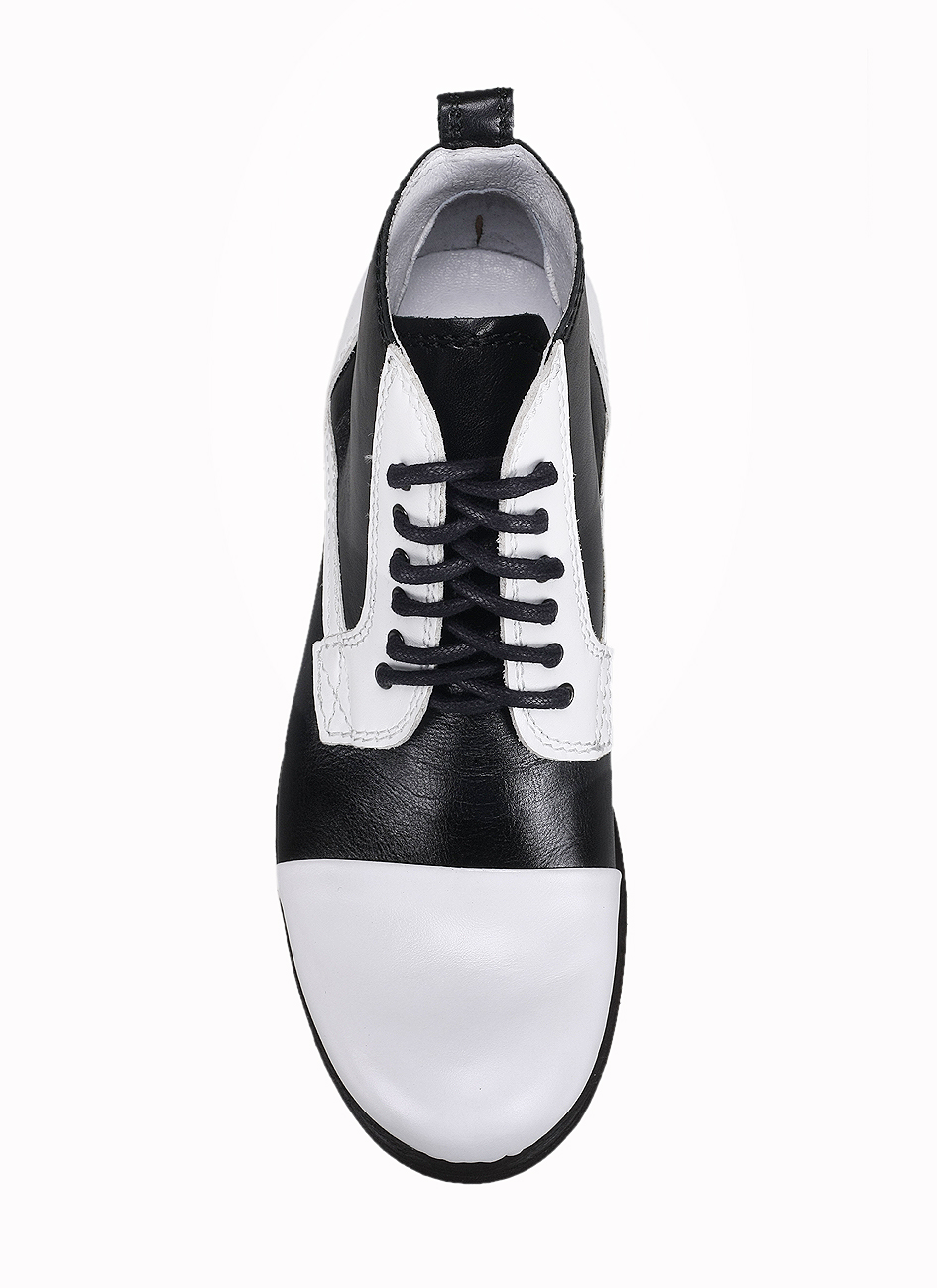 Botki Męskie Skórzane Biało-Czarne Felix - obrazek 4