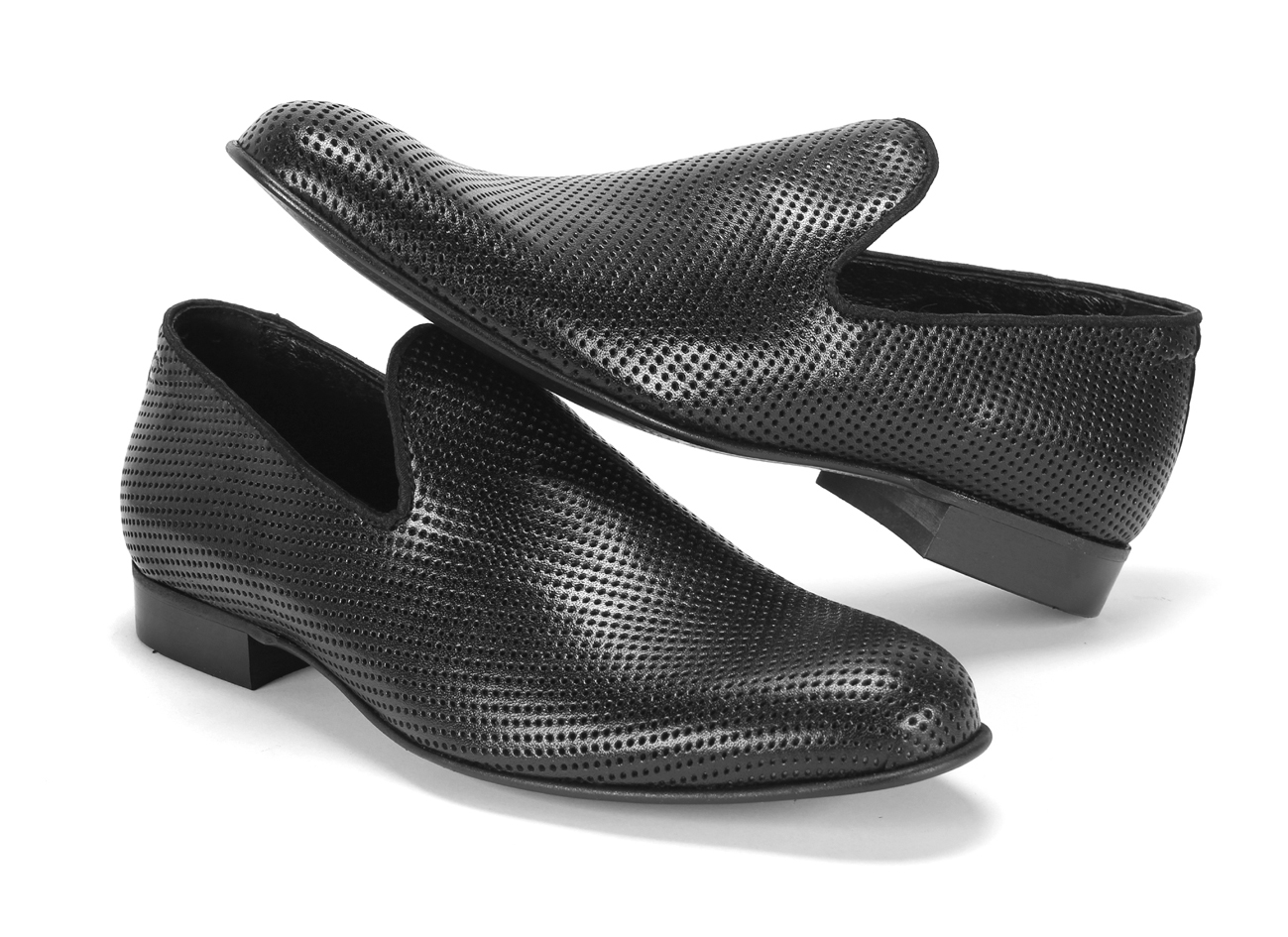 Mokasyny Męskie Skórzane Czarne Michael - obrazek 4