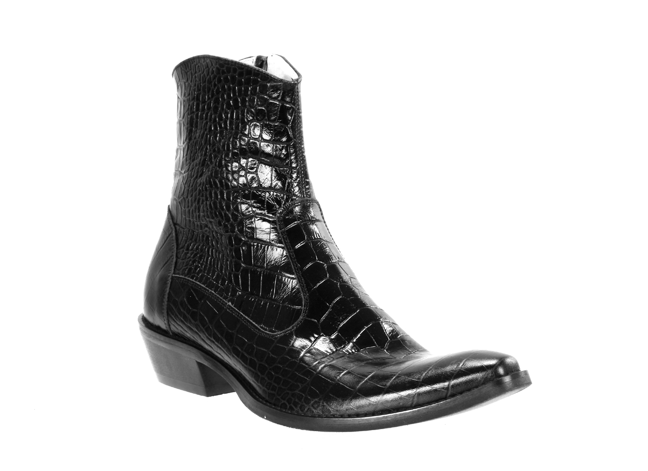 Kowbojki Męskie Skórzane Czarne Howard - obrazek 5