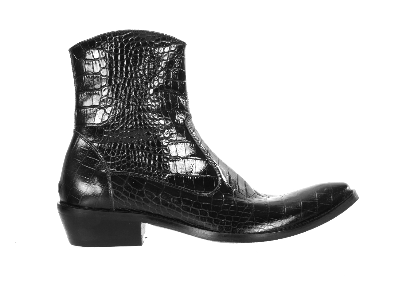 Kowbojki Męskie Skórzane Czarne Howard - obrazek 2