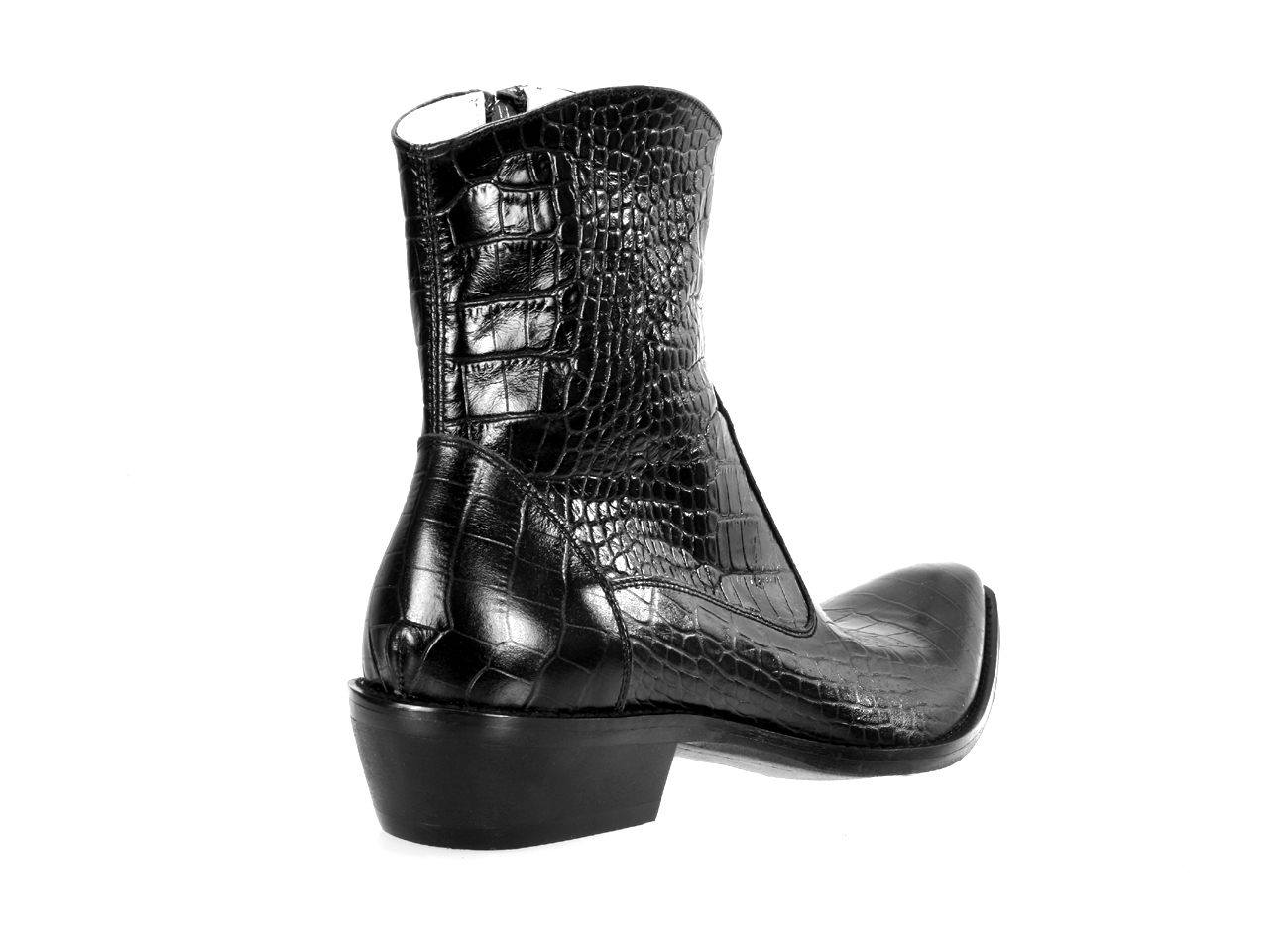 Kowbojki Męskie Skórzane Czarne Howard - obrazek 3