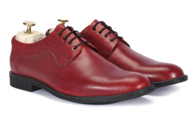Derby Męskie Skórzane Czerwone Louis