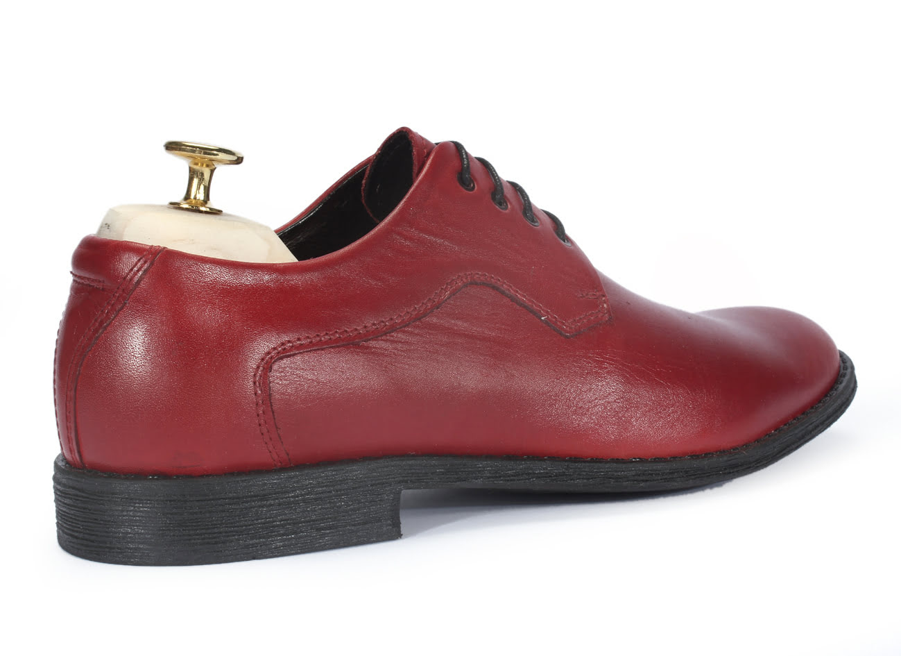 Derby Męskie Skórzane Czerwone Louis - obrazek 3
