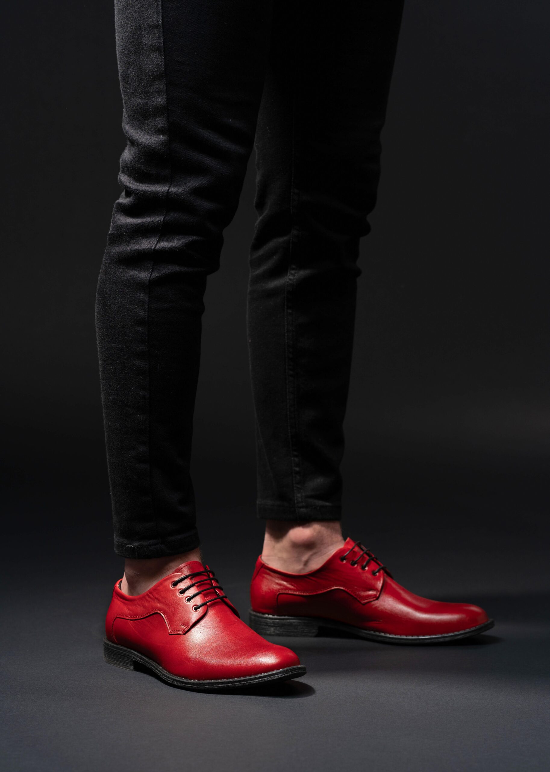 Derby Męskie Skórzane Czerwone Louis - obrazek 5