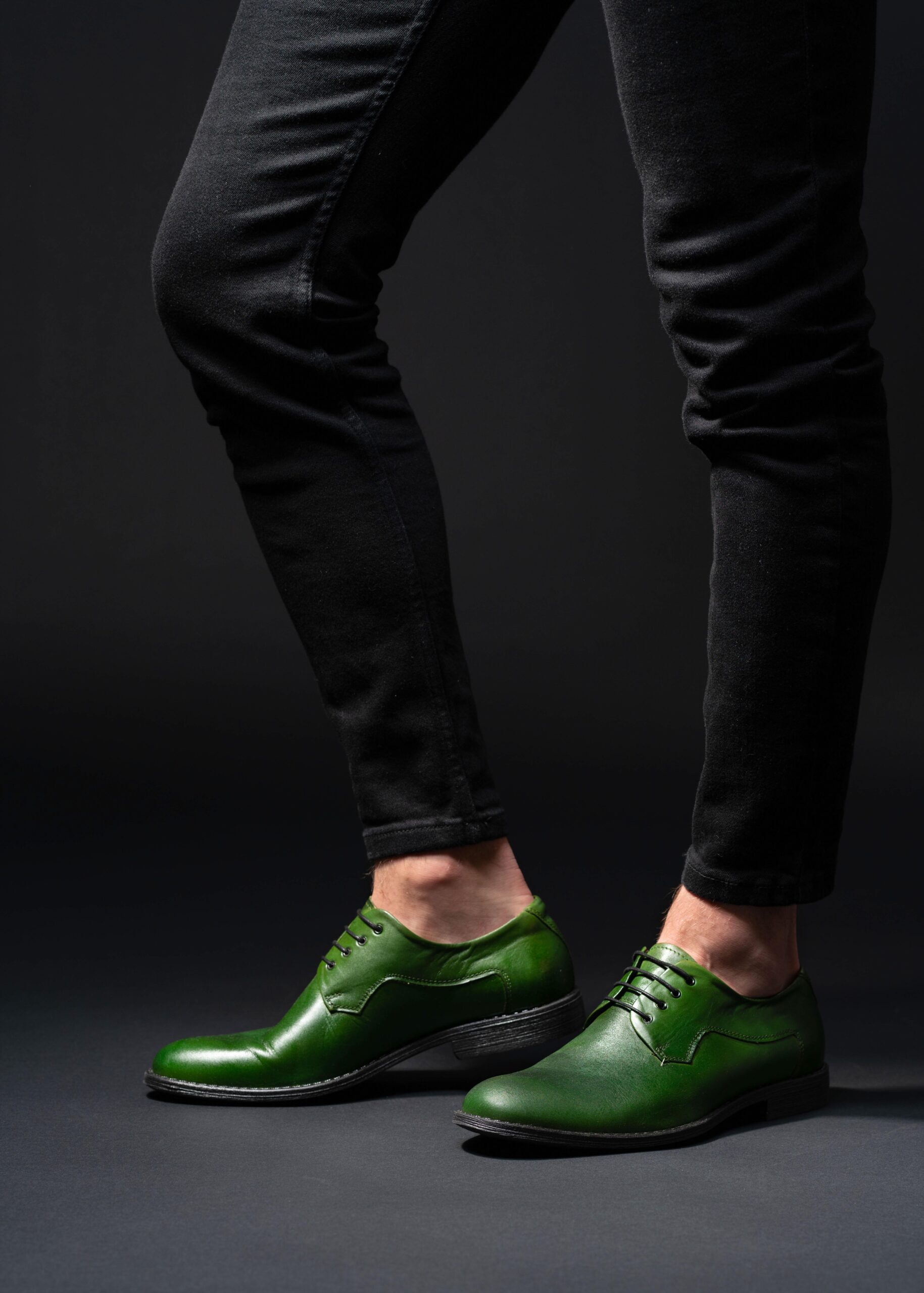 Derby Męskie Skórzane Zielone Louis - obrazek 5