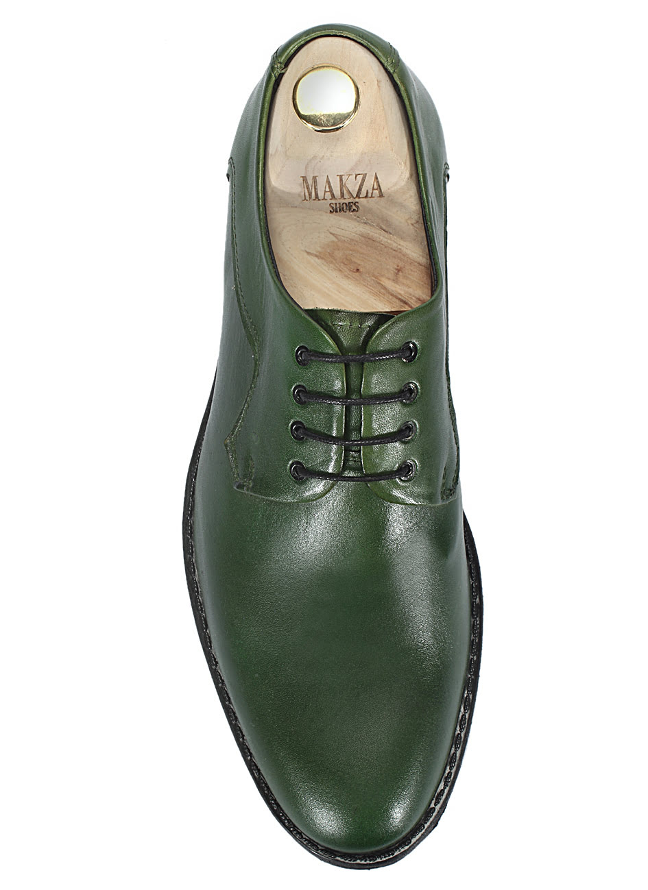 Derby Męskie Skórzane Zielone Louis - obrazek 4