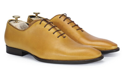 Oksfordy Męskie Skórzane Żółte Javier