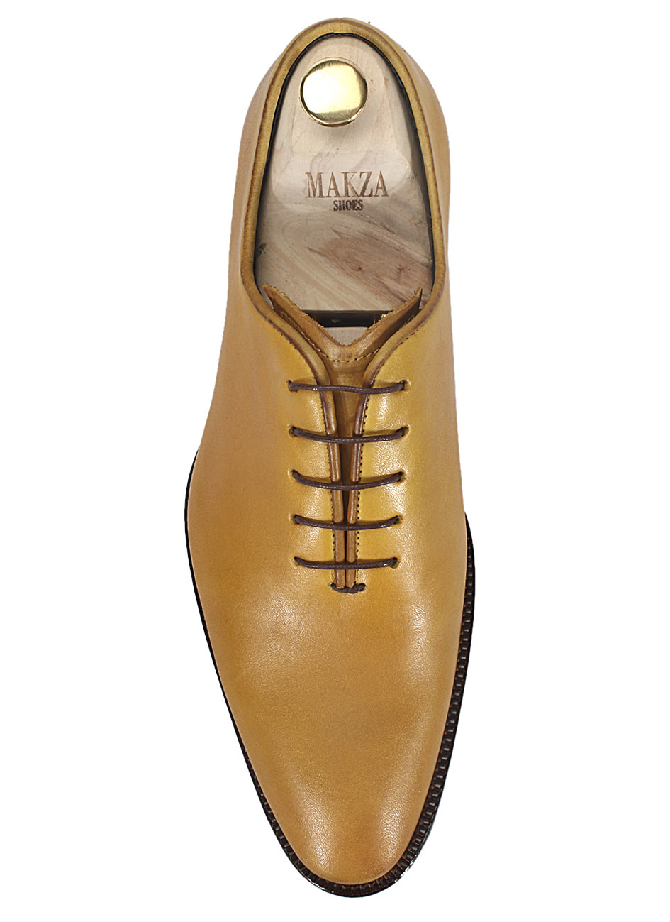 Oksfordy Męskie Skórzane Żółte Javier - obrazek 4