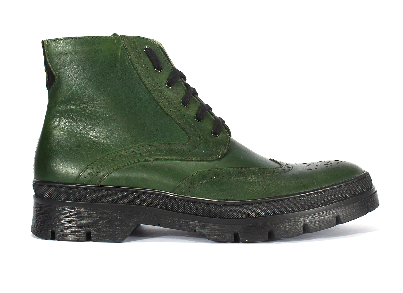 Botki Męskie Skórzane Malowane Zielone Oscar - obrazek 2