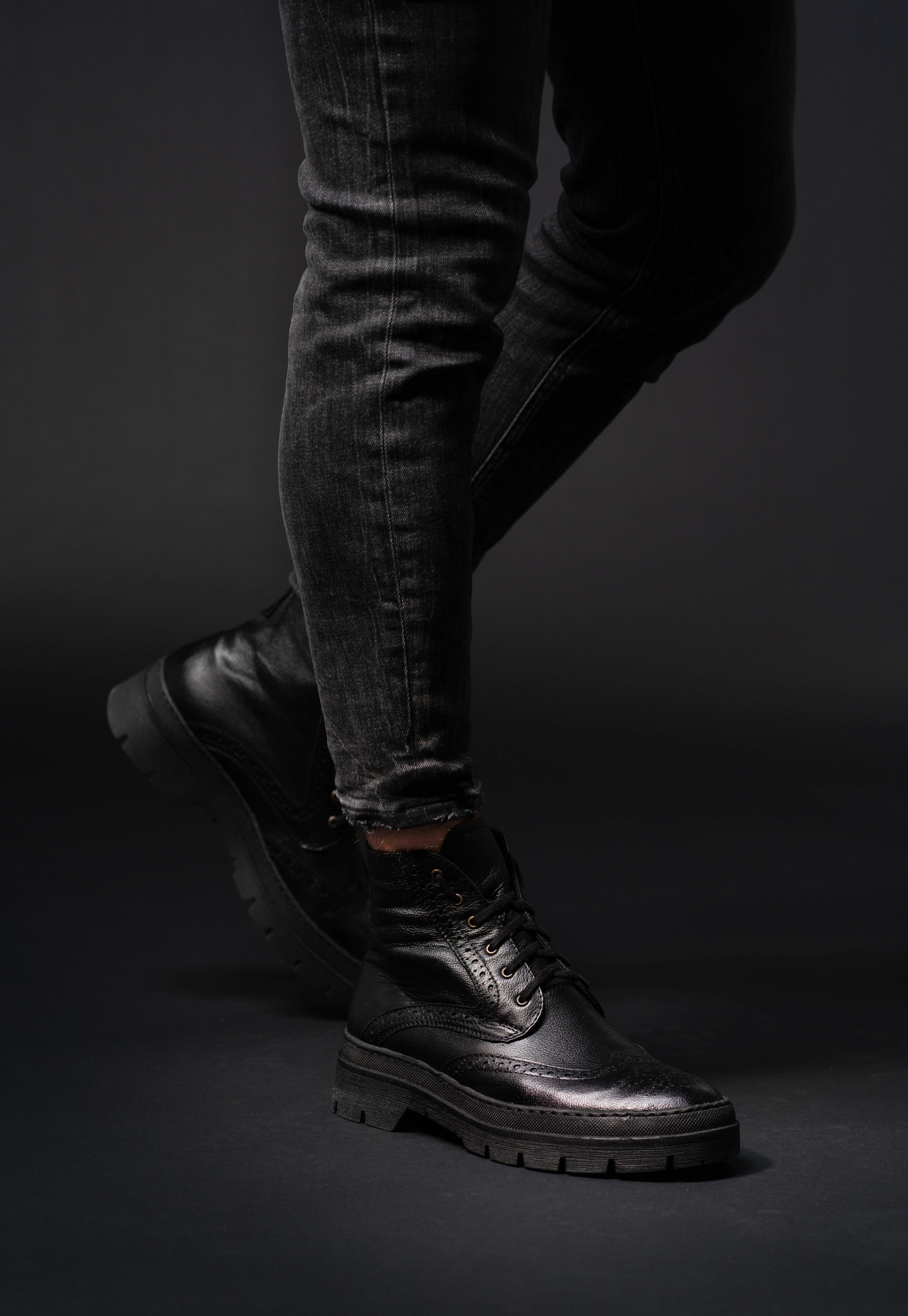 Botki Męskie Skórzane Czarne Oscar - obrazek 5