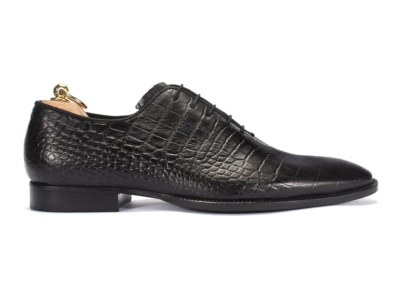 Oksfordy Męskie Skórzane Czarne Javier - obrazek 2