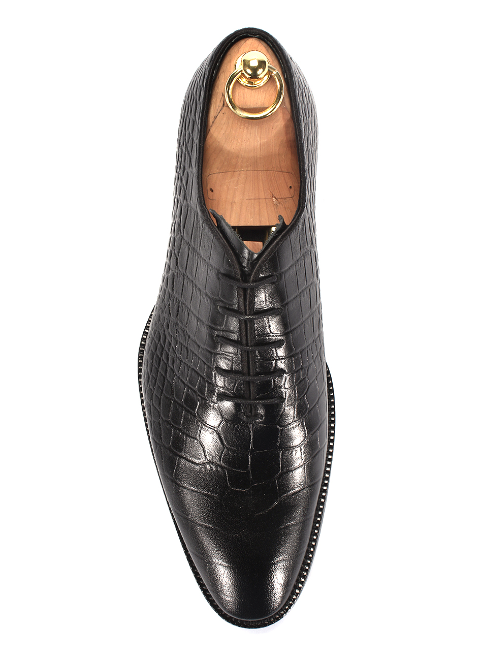 Oksfordy Męskie Skórzane Czarne Javier - obrazek 4