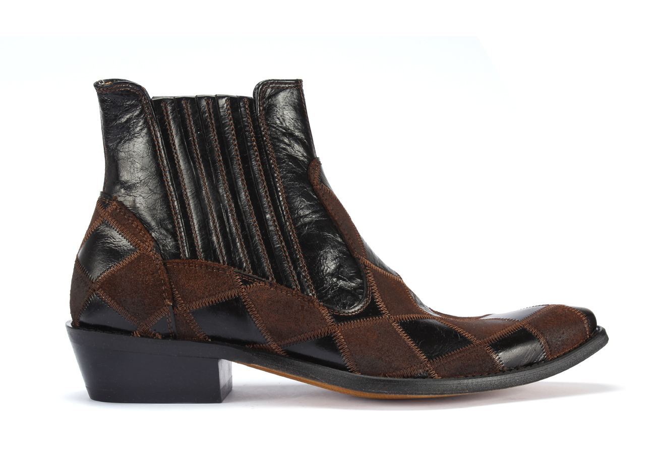 Brown & Black Men's Leather Cowboy Boots Carlos - Image 2