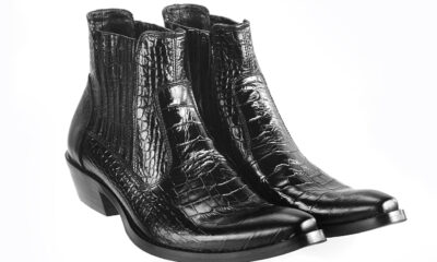 Kowbojki Męskie Skórzane Czarny Krokodyl Carlos