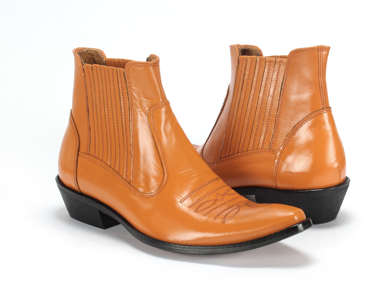 Kowbojki Męskie Skórzane Pomarańczowe Carlos - obrazek 4