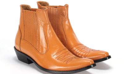Kowbojki Męskie Skórzane Pomarańczowe Carlos