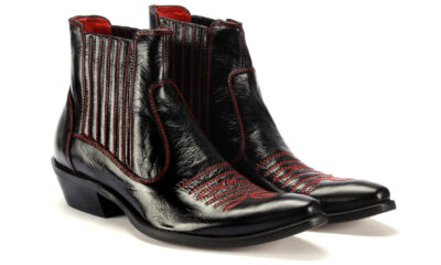 Kowbojki Męskie Skórzane Czarne Carlos