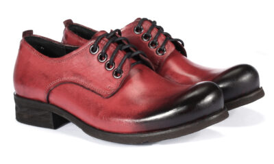 Obuwie Męskie Skórzane Czerwone Malowane Matt