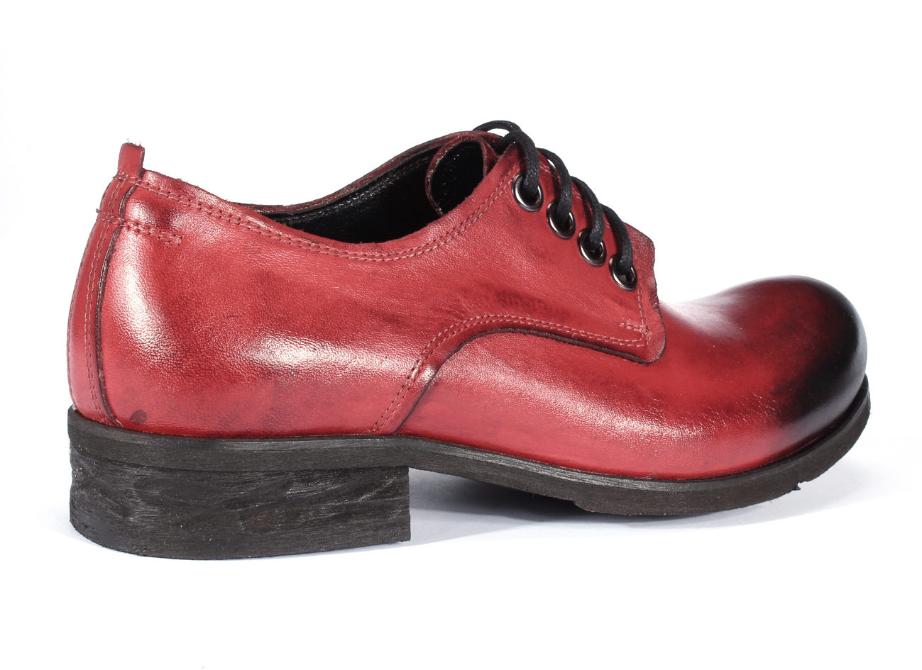Obuwie Męskie Skórzane Czerwone Malowane Matt - obrazek 3