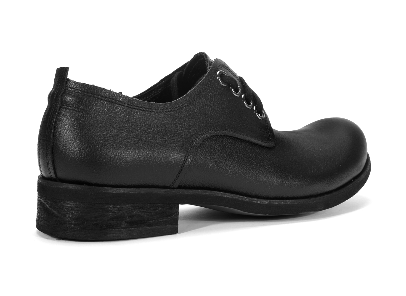 Obuwie Męskie Skórzane Czarne Matt - obrazek 3