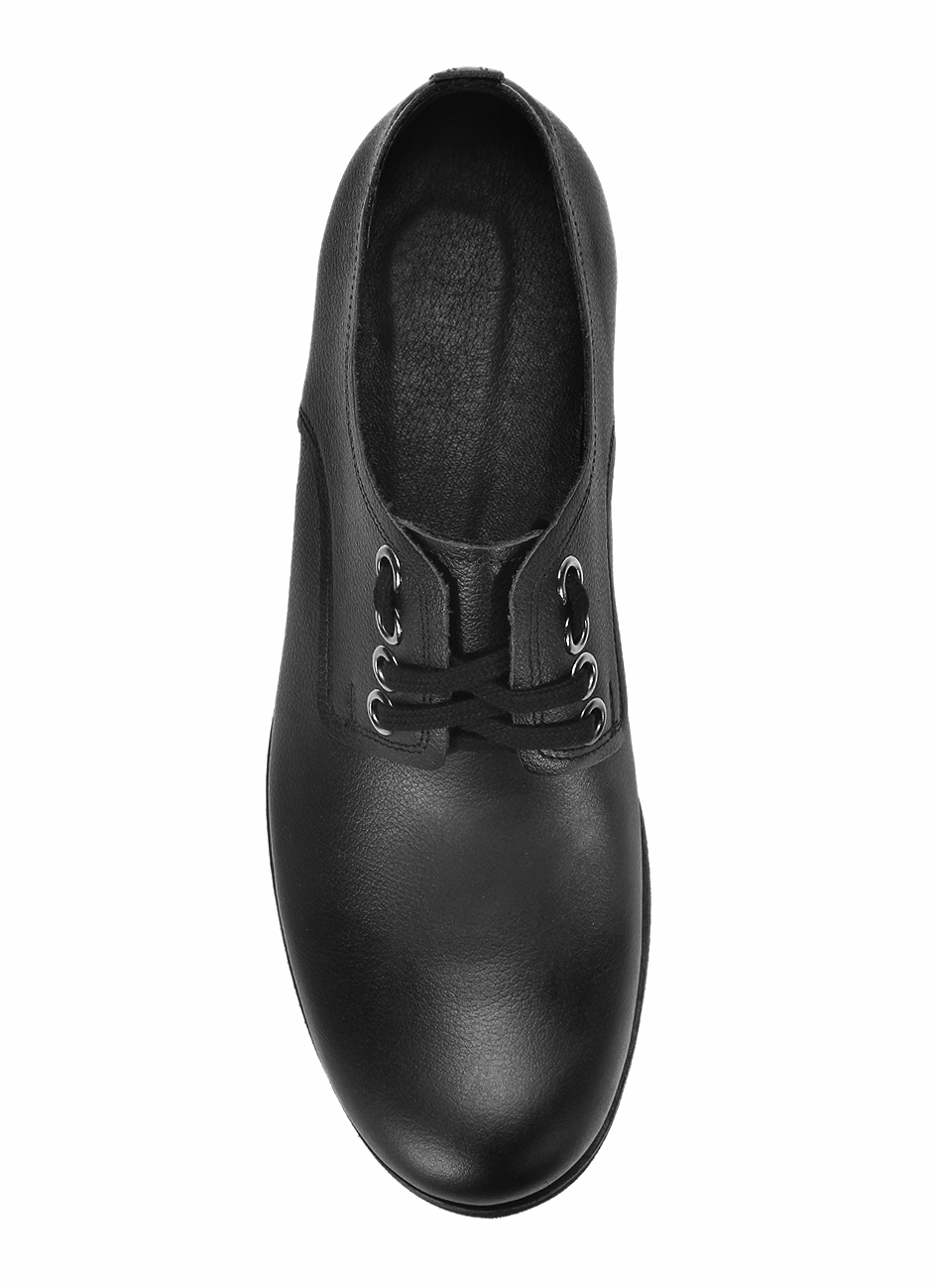 Obuwie Męskie Skórzane Czarne Matt - obrazek 4