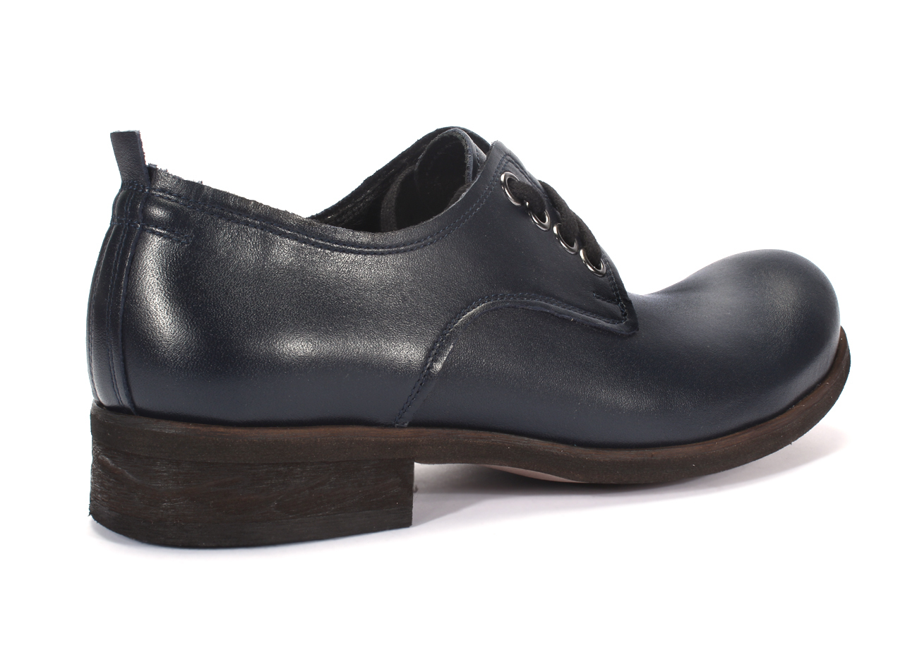 Obuwie Męskie Skórzane Granatowe Matt - obrazek 3