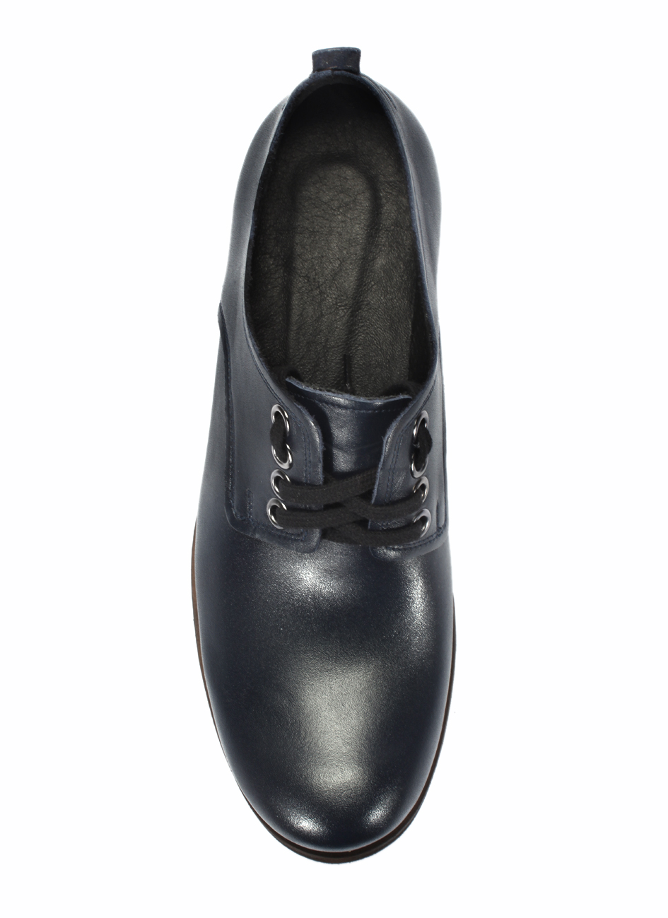 Obuwie Męskie Skórzane Granatowe Matt - obrazek 4