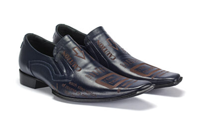 Wsuwane Obuwie Męskie Skórzane Granatowe Tiger