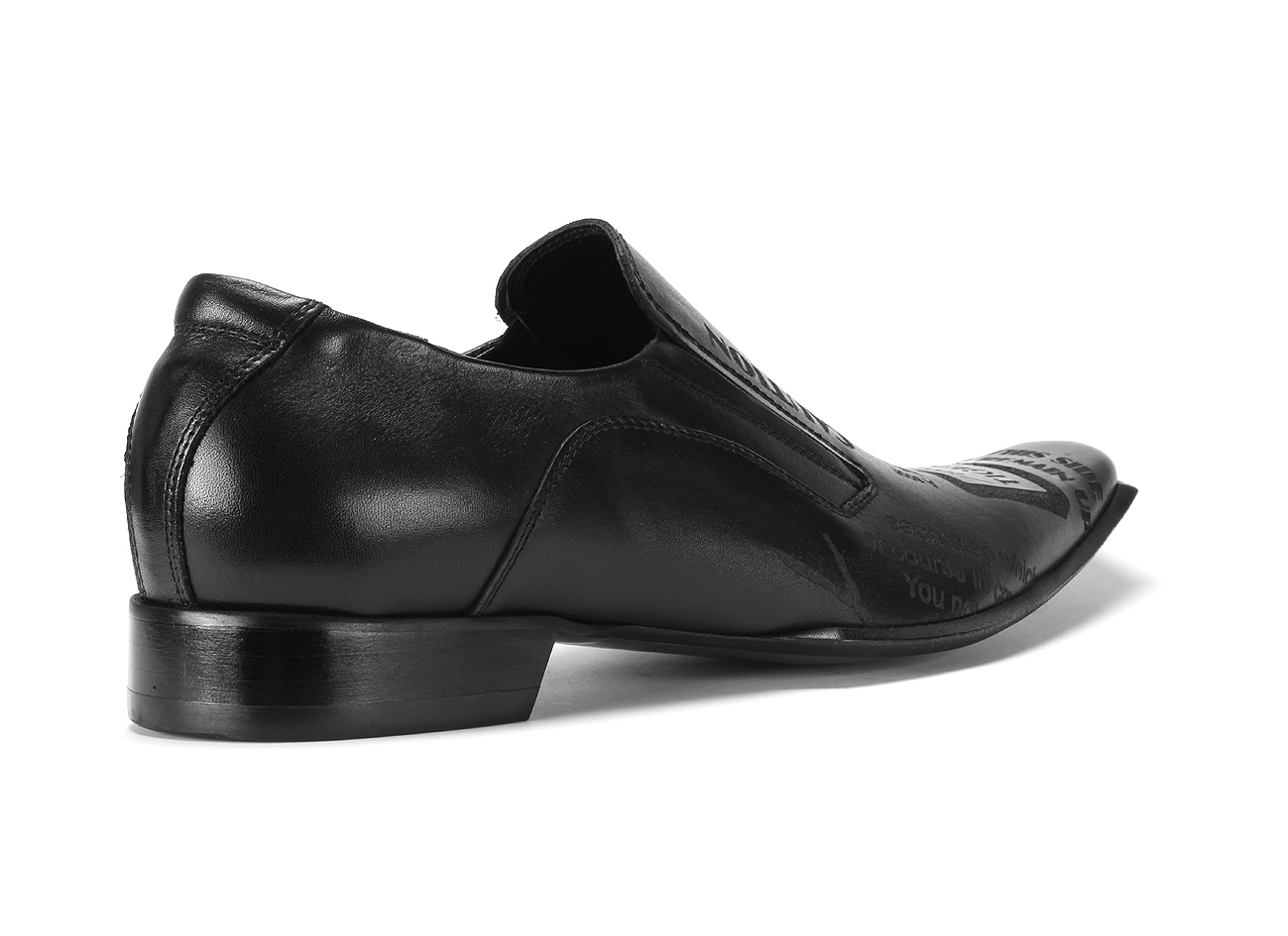 Wsuwane Obuwie Męskie Skórzane Czarne Tiger - obrazek 3