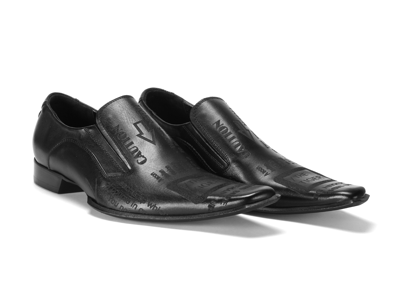 Wsuwane Obuwie Męskie Skórzane Czarne Tiger