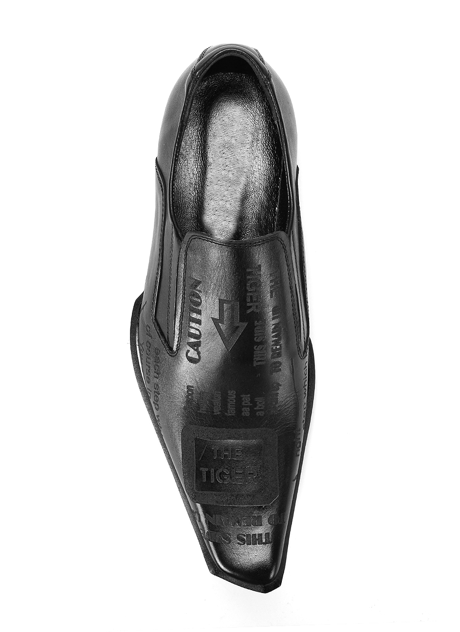 Wsuwane Obuwie Męskie Skórzane Czarne Tiger - obrazek 6