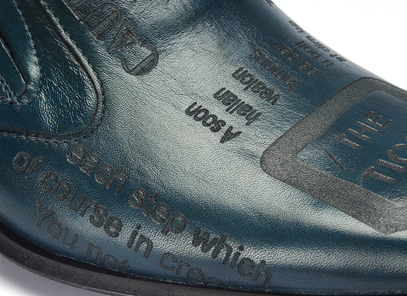 Wsuwane Obuwie Męskie Skórzane Niebieskie Tiger - obrazek 4