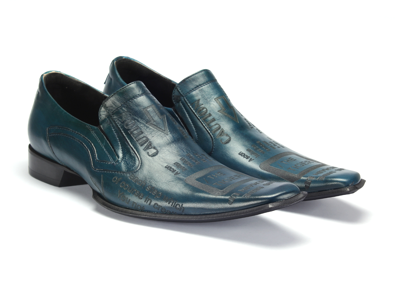 Wsuwane Obuwie Męskie Skórzane Niebieskie Tiger