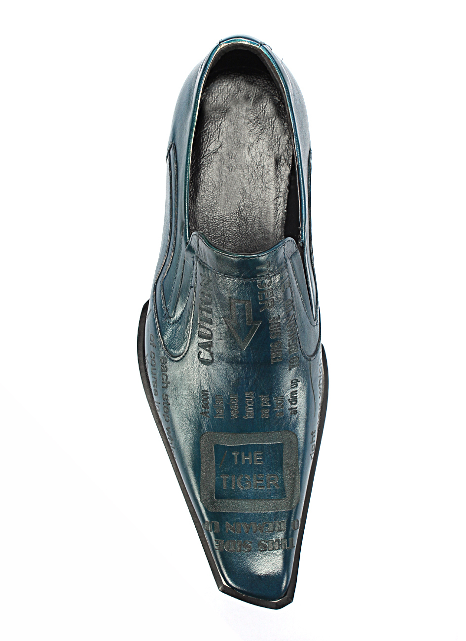 Wsuwane Obuwie Męskie Skórzane Niebieskie Tiger - obrazek 6