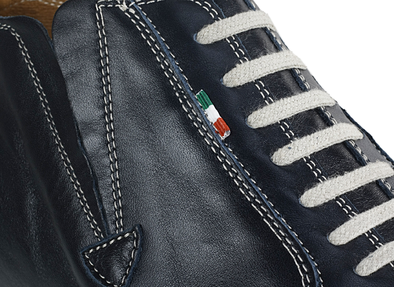 Navy Blue Men's Leather Sneakers Thomas - Image 4