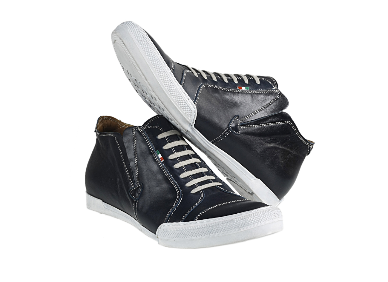 Navy Blue Men's Leather Sneakers Thomas - Image 5