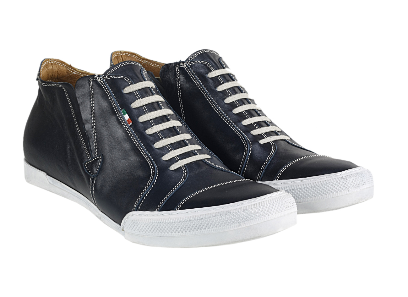 Navy Blue Men's Leather Sneakers Thomas