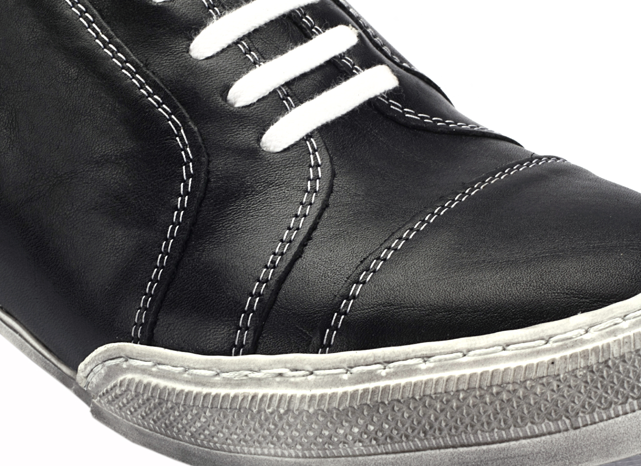 Trampki Męskie Skórzane Czarne Thomas - obrazek 5