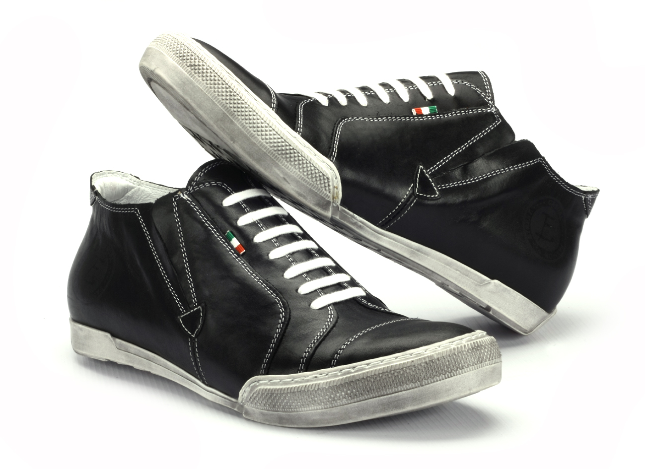 Trampki Męskie Skórzane Czarne Thomas - obrazek 4